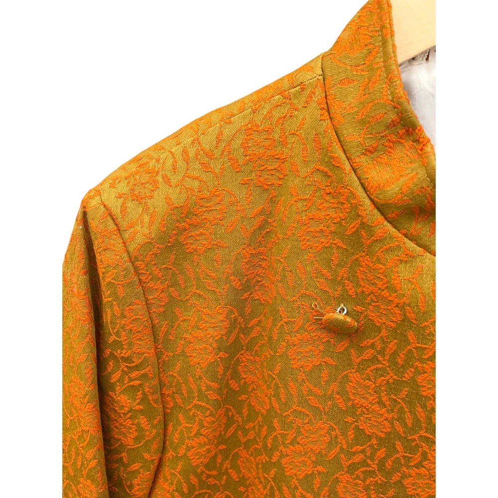 Vintage Gold Brocade Mandarin Collar Jacket Asian Inspired Mod Boho Retro - Picture 5 of 7